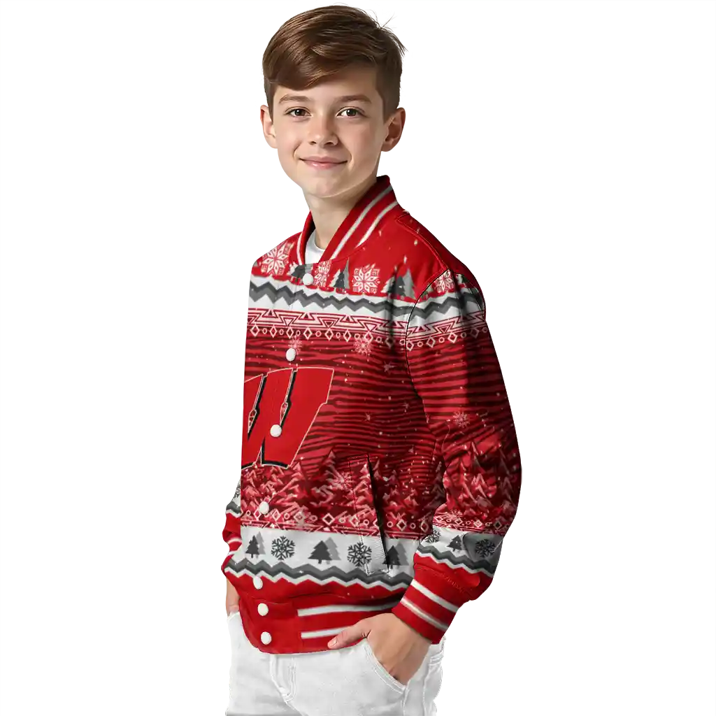 wisconsin badgers snowy pines red varsity jacket trendy wisconsin badgers snowy pines red varsity jacket trendy