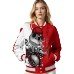 wisconsin badgers spooky grin red varsity jacket best selling