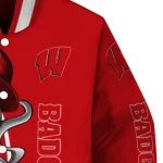 wisconsin badgers spooky grin red varsity jacket best selling