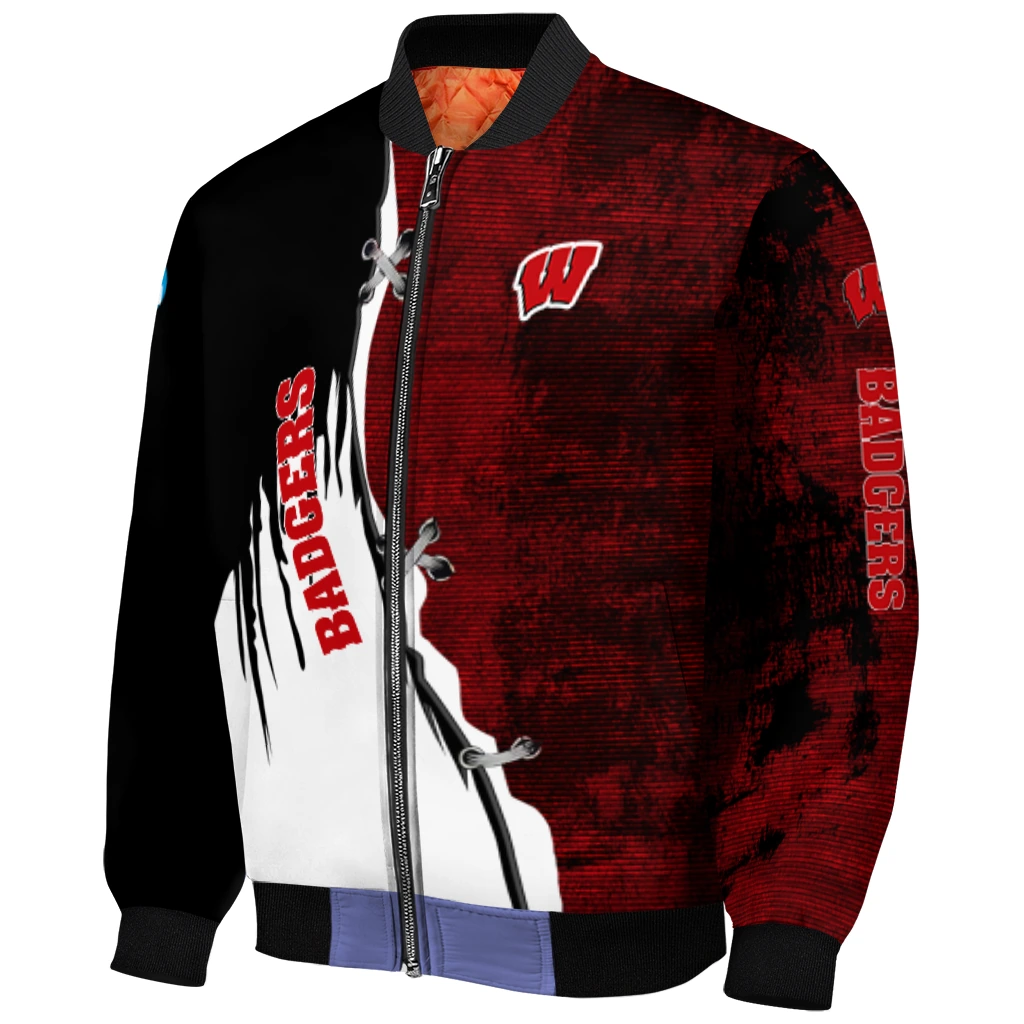 wisconsin badgers torn texture print red black bomber jacket fashion forward wisconsin badgers torn texture print red black bomber jacket fashion forward
