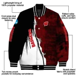 wisconsin badgers torn texture print red black varsity jacket best selling