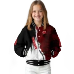 wisconsin badgers torn texture print red black varsity jacket best selling