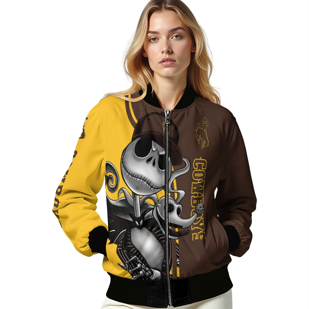 wyoming cowboys spooky grin brown bomber jacket latest model wyoming cowboys spooky grin brown bomber jacket latest model
