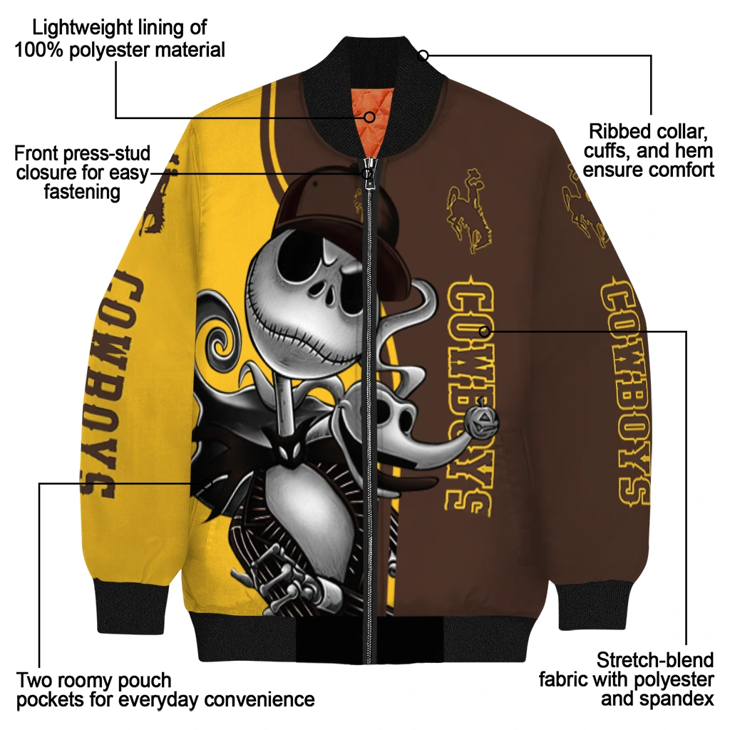 wyoming cowboys spooky grin brown bomber jacket new arrival wyoming cowboys spooky grin brown bomber jacket new arrival