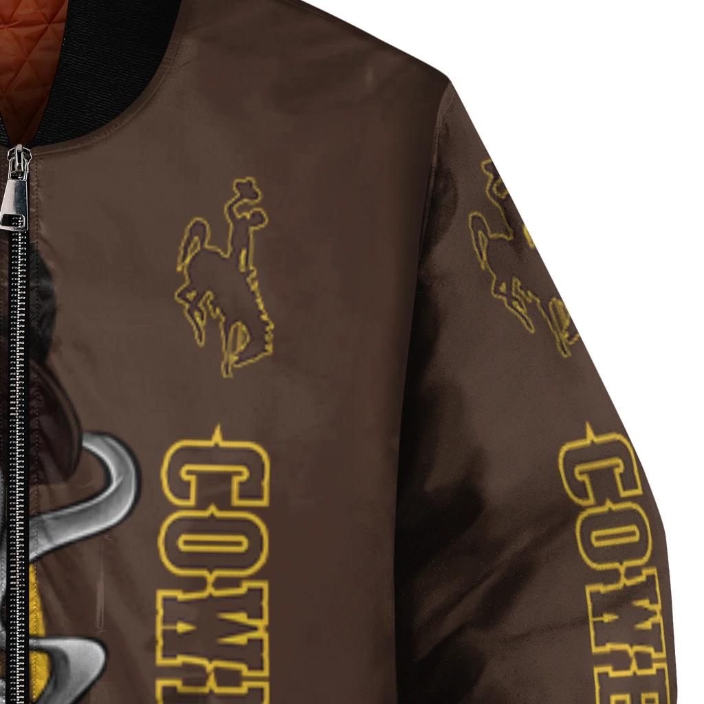 wyoming cowboys spooky grin brown bomber jacket premium grade wyoming cowboys spooky grin brown bomber jacket premium grade