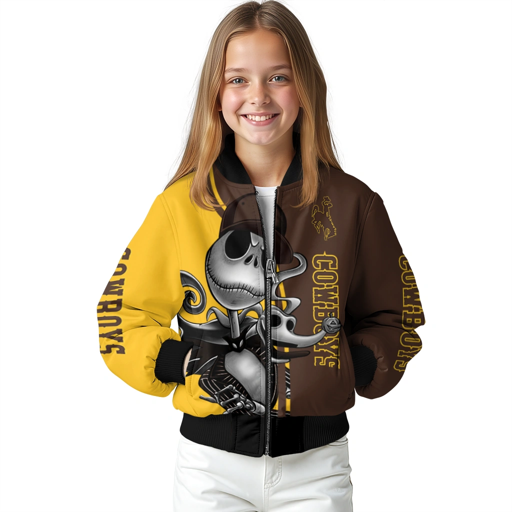 wyoming cowboys spooky grin brown bomber jacket top rated wyoming cowboys spooky grin brown bomber jacket top rated