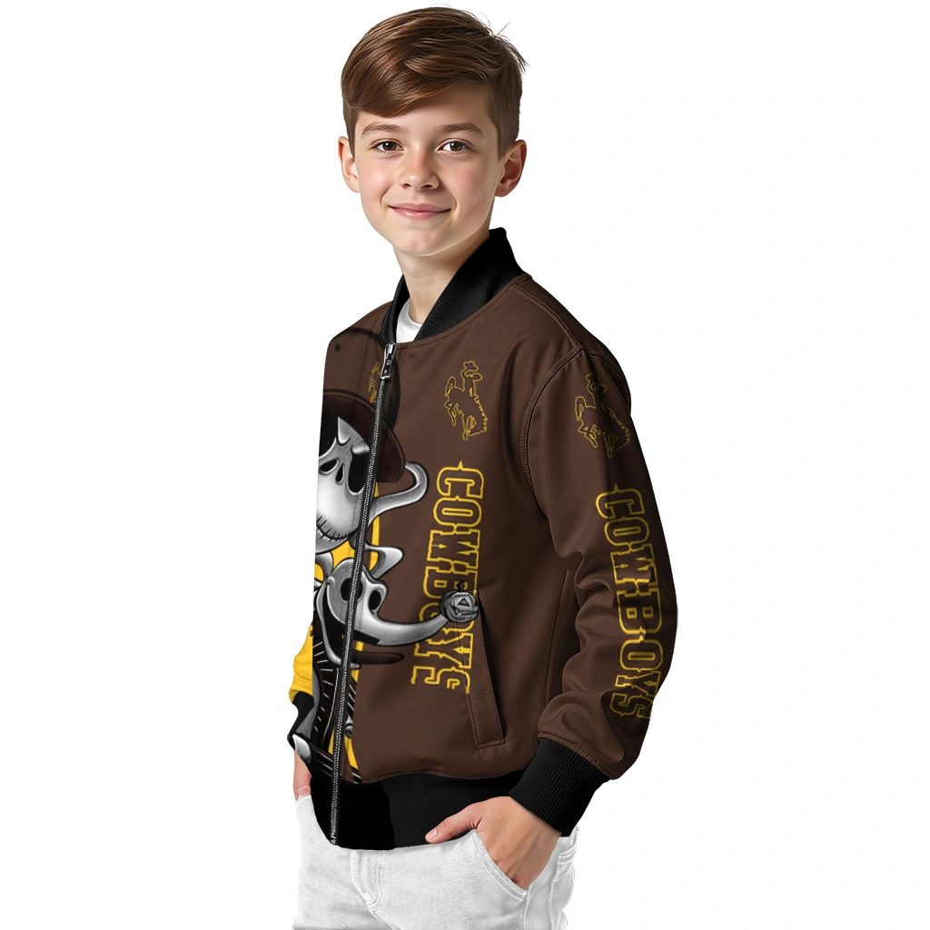 wyoming cowboys spooky grin brown bomber jacket trendy wyoming cowboys spooky grin brown bomber jacket trendy