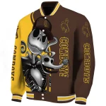 wyoming cowboys spooky grin brown varsity jacket best selling