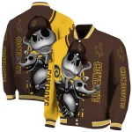 wyoming cowboys spooky grin brown varsity jacket best selling