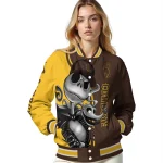 wyoming cowboys spooky grin brown varsity jacket best selling
