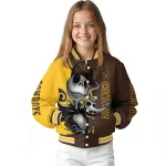 wyoming cowboys spooky grin brown varsity jacket best selling
