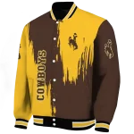 wyoming cowboys urban mark brown varsity jacket best selling