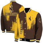 wyoming cowboys urban mark brown varsity jacket best selling