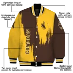 wyoming cowboys urban mark brown varsity jacket best selling