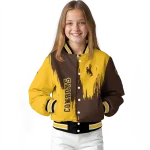 wyoming cowboys urban mark brown varsity jacket best selling