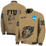 custom fiu panthers claw effect beige varsity jacket best selling.webp