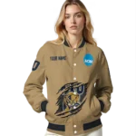 custom fiu panthers claw effect beige varsity jacket best selling.webp