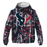 custom houston texans brushstroke pattern blue windbreaker jacket best selling.webp