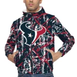 custom houston texans brushstroke pattern blue windbreaker jacket best selling.webp