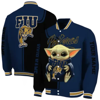 customized fiu panthers adorable yoda blue black varsity jacket fashion forward.webp