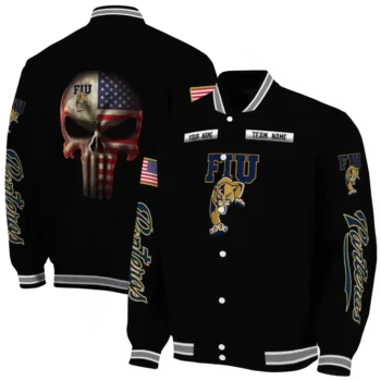 customized fiu panthers american flag skull black varsity jacket fashion forward.webp