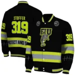 customized fiu panthers heartbeat accent black green varsity jacket best selling.webp