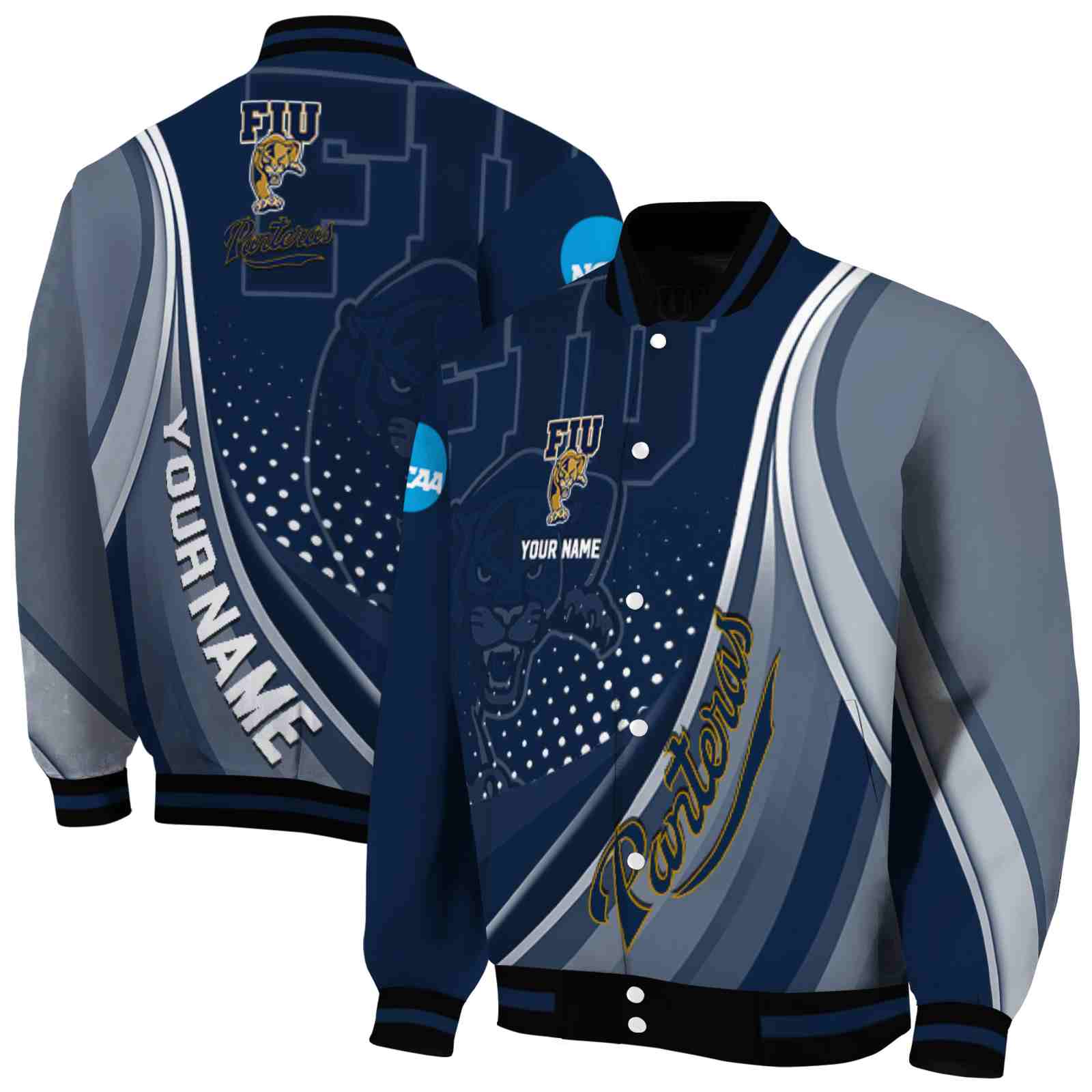 Customized FIU Panthers Wave Patterns Blue Jacket Customized FIU Panthers Wave Patterns Blue Jacket
