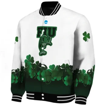 fiu panthers clovers pattern white green varsity jacket best selling.webp