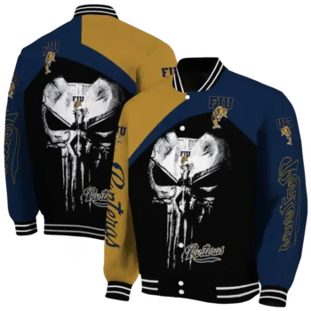 fiu panthers edgy mask blue black varsity jacket fashion forward.webp