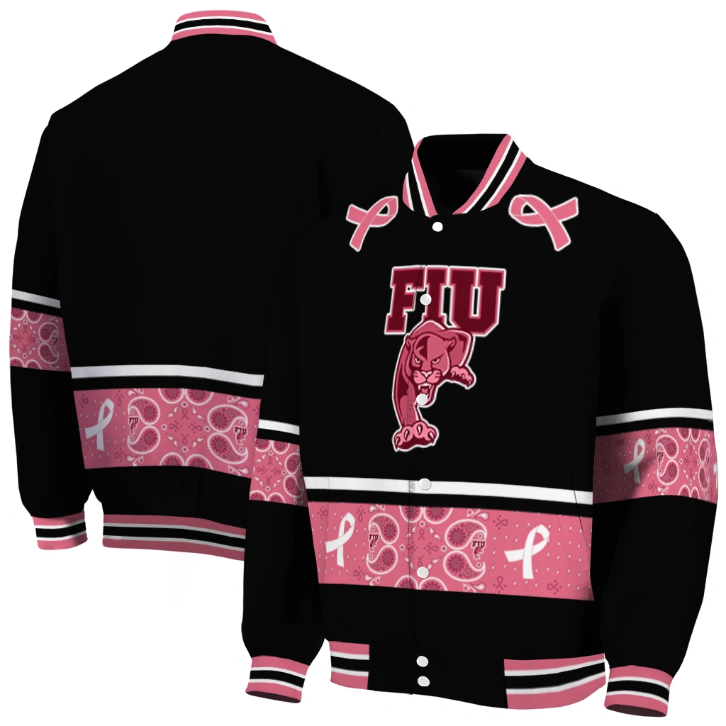 fiu panthers pink ribbon black pink varsity jacket fashion forward.webp fiu panthers pink ribbon black pink varsity jacket fashion forward.webp