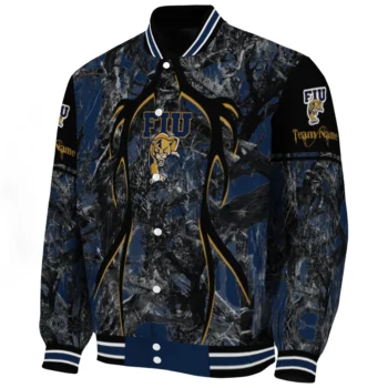 personalized fiu panthers antlers motif blue black varsity jacket best selling.webp