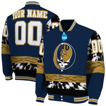 personalized fiu panthers circle skull blue black varsity jacket fashion forward.webp