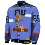personalized fiu panthers mario blocks blue black varsity jacket best selling.webp
