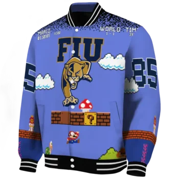 personalized fiu panthers mario blocks blue black varsity jacket best selling.webp