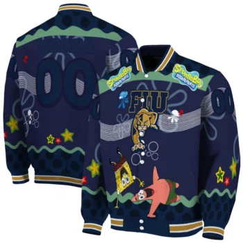personalized fiu panthers spongebob playtime blue varsity jacket fashion forward.webp
