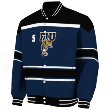 personalized fiu panthers stripe statement blue black varsity jacket best selling.webp